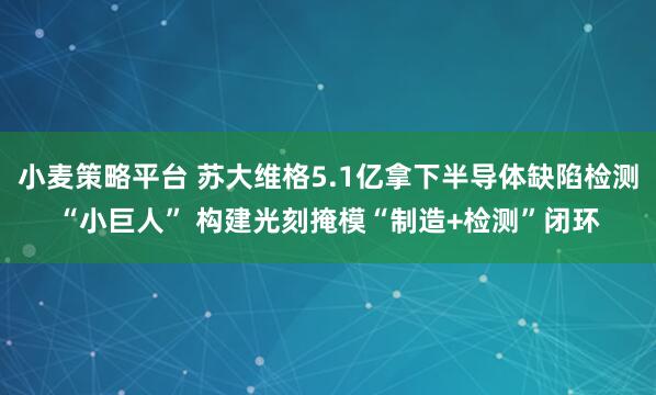 小麦策略平台 苏大维格5.1亿拿下半导体缺陷检测“小巨人” 构建光刻掩模“制造+检测”闭环